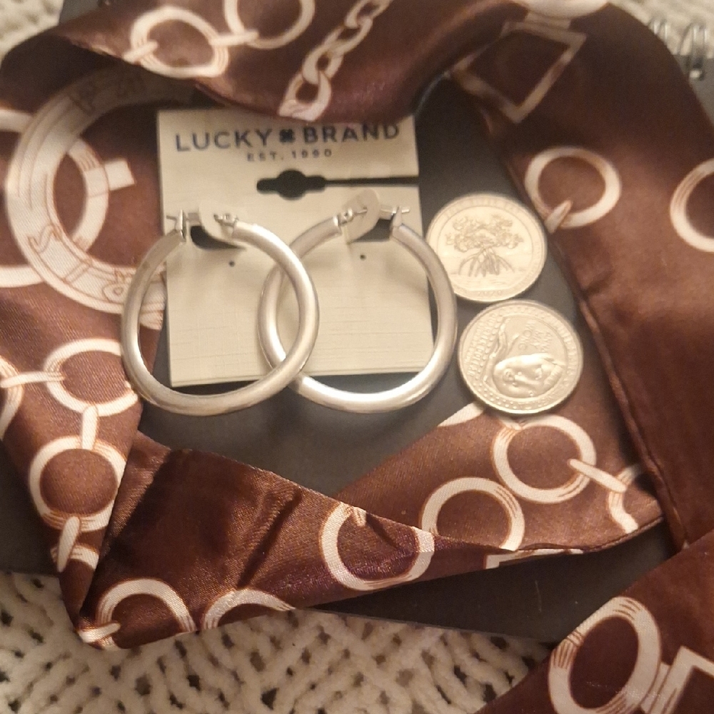 Lucky Brand Metallic Hoop Earrings Nwt